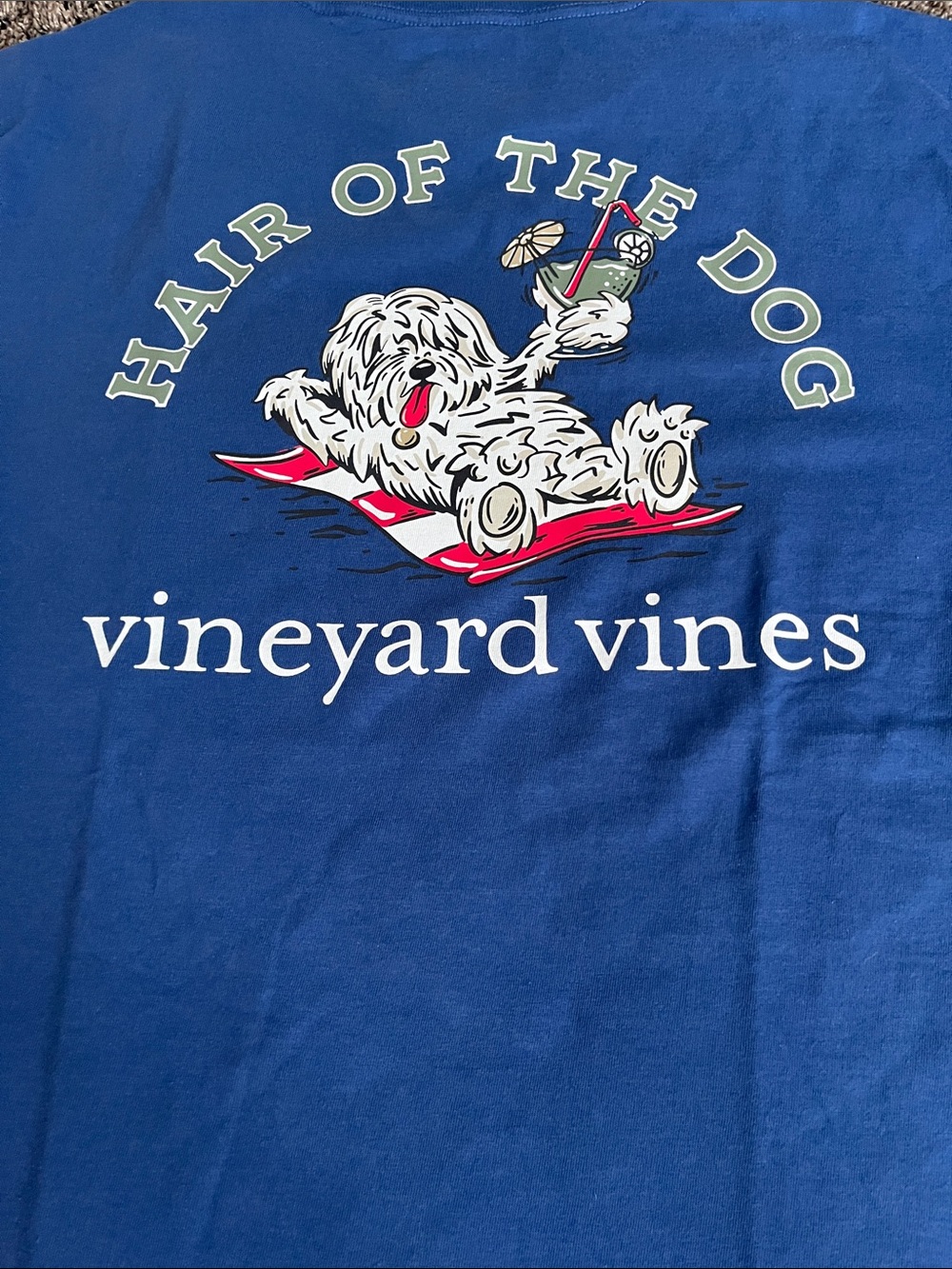 Vineyard Vines Blue 'Hair of the Dog' Relaxed Graphic Tee. New. Large. Mens